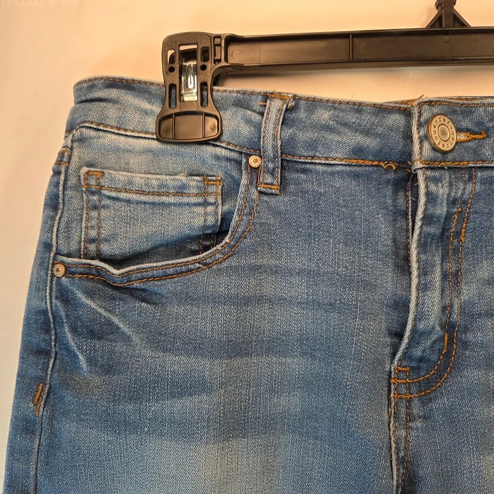 Refuge Denim‎ Shorts Womens Sz 6 Blue Rolled Cuff Beach Festival MidRise Stretch